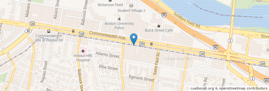 Mapa de ubicacion de CVS Pharmacy en 미국, 매사추세츠, Suffolk County, Boston.