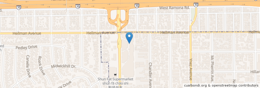 Mapa de ubicacion de 魯味居燒烤 en 美利坚合众国/美利堅合眾國, 加利福尼亚州/加利福尼亞州, 洛杉矶县, Alhambra.