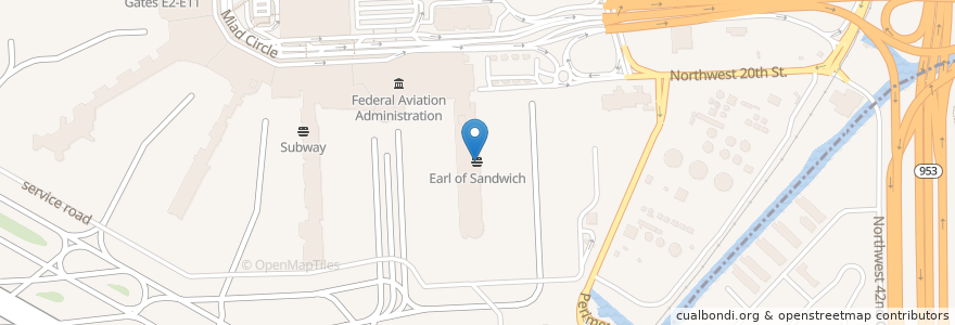 Mapa de ubicacion de Earl of Sandwich en Соединённые Штаты Америки, Флорида, Майами-Дейд.