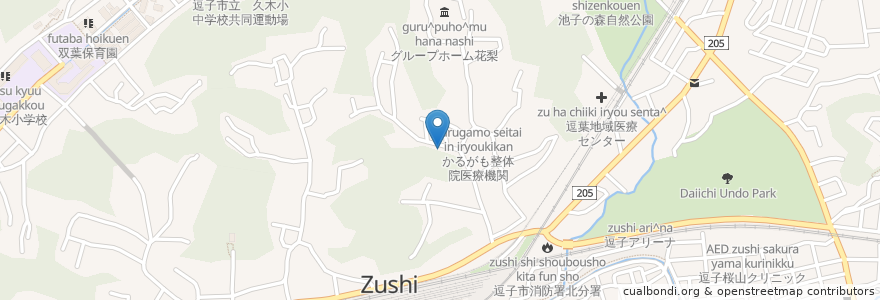 Mapa de ubicacion de 山のね親交会館 en Jepun, 神奈川県, 逗子市.