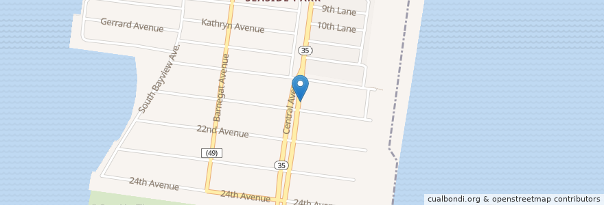 Mapa de ubicacion de Ebbys Cafe en United States, New Jersey, Ocean County, Berkeley Township.