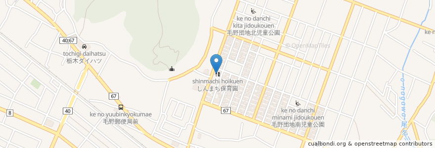 Mapa de ubicacion de しんまち保育園 en Japão, 栃木県, 足利市.