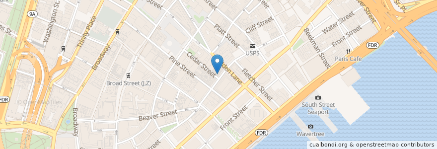 Mapa de ubicacion de Roti en 美利坚合众国/美利堅合眾國, 纽约州 / 紐約州, 纽约, 纽约县, Manhattan Community Board 1.