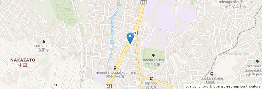 Mapa de ubicacion de メイワ薬局 en Japón, Prefectura De Kanagawa, Yokohama, Barrio Minami.