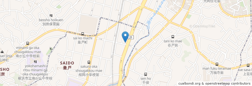 Mapa de ubicacion de 最戸町歯科 en Japón, Prefectura De Kanagawa, Yokohama, Barrio Minami.