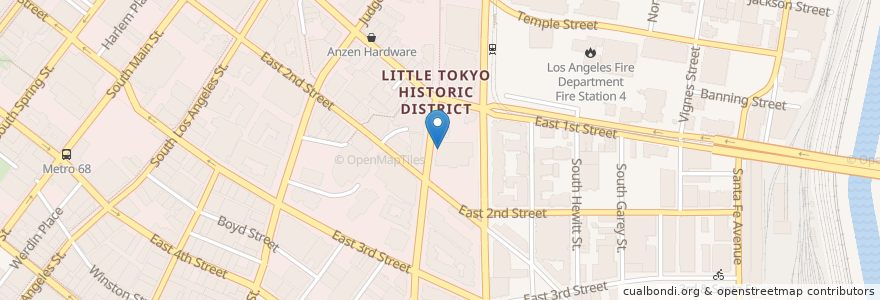 Mapa de ubicacion de Shin-Sen-Gumi Hakata Ramen - Little Tokyo en アメリカ合衆国, カリフォルニア州, Los Angeles County, ロサンゼルス.