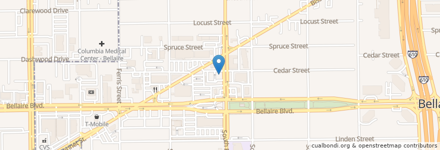 Mapa de ubicacion de Snap Kitchen en ایالات متحده آمریکا, تگزاس, Houston, Harris County, Bellaire.