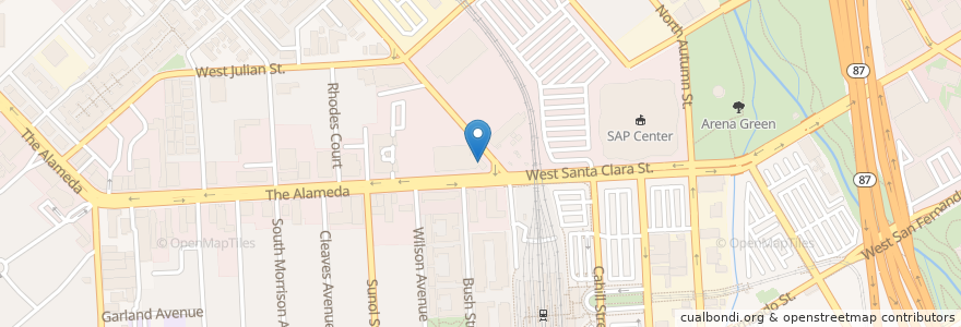 Mapa de ubicacion de Floodcraft Brewing Company en Amerika Syarikat, California, Santa Clara County, San Jose.