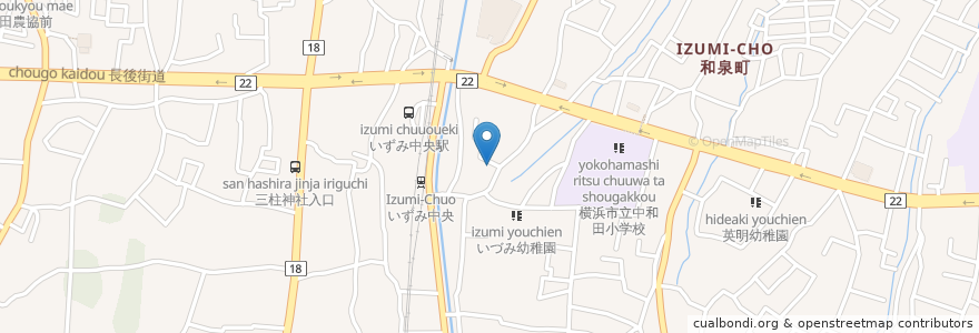 Mapa de ubicacion de 北の宿 en اليابان, كاناغاوا, 横浜市, 泉区.