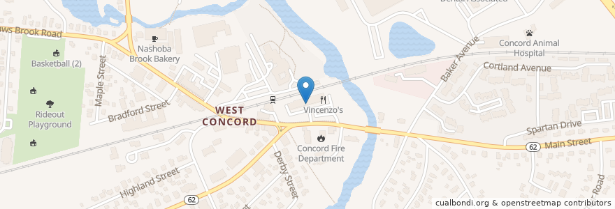Mapa de ubicacion de West Concord Pharmacy en Amerika Syarikat, Massachusetts, Middlesex County, Concord.