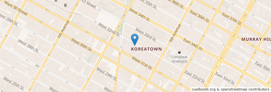 Mapa de ubicacion de Seoul Garden en 美利坚合众国/美利堅合眾國, 纽约州 / 紐約州, 纽约, 纽约县, Manhattan, Manhattan Community Board 5.