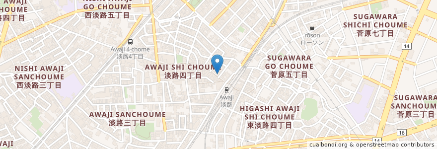 Mapa de ubicacion de すき家 en Jepun, 大阪府, 大阪市, 東淀川区.