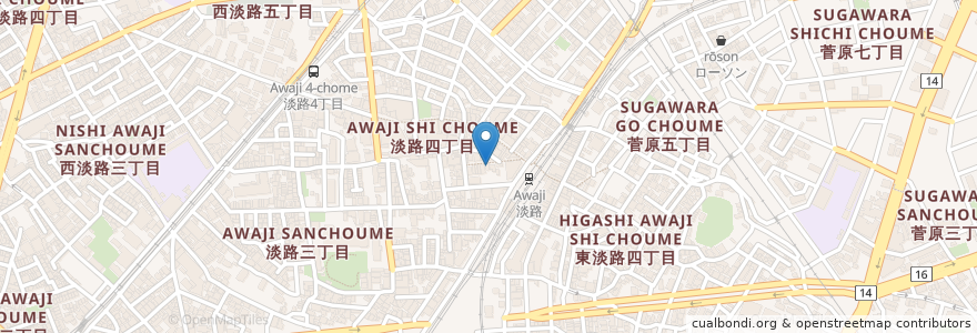 Mapa de ubicacion de 餃子の王将 en 日本, 大阪府, 大阪市, 東淀川区.