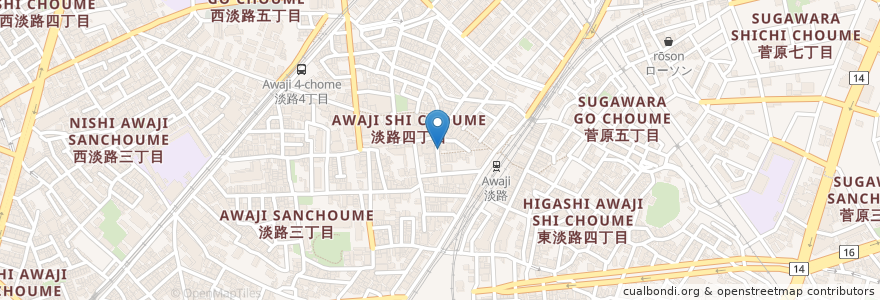 Mapa de ubicacion de 一文銭 en Japan, Präfektur Osaka, 大阪市, 東淀川区.