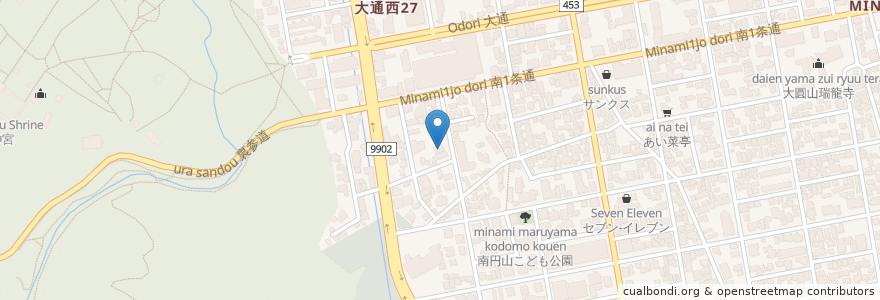 Mapa de ubicacion de 響きの杜クリニック en Japão, 北海道, 石狩振興局, Sapporo, 中央区.