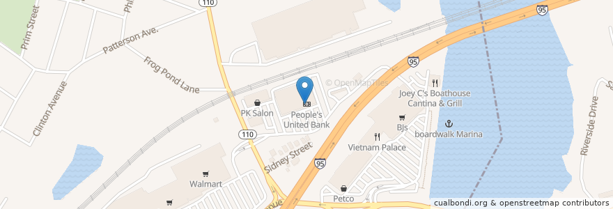 Mapa de ubicacion de People's United Bank en 미국, 코네티컷, Fairfield County, New Haven County.