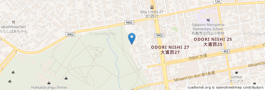 Mapa de ubicacion de 在札幌米国総領事館 en Japan, Präfektur Hokkaido, 石狩振興局, 札幌市, 中央区.
