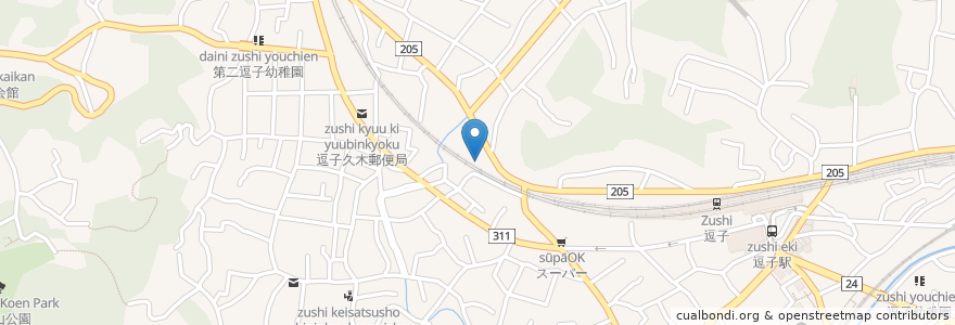 Mapa de ubicacion de 自販機2台 en Japan, Kanagawa Prefecture, Zushi.