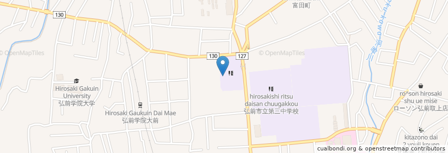 Mapa de ubicacion de 弘前市立文京小学校 en Япония, Аомори, Хиросаки.