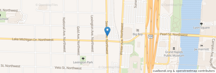 Mapa de ubicacion de Seward Ave Bicycle Parking Station en United States, Michigan, Kent County, Grand Rapids.