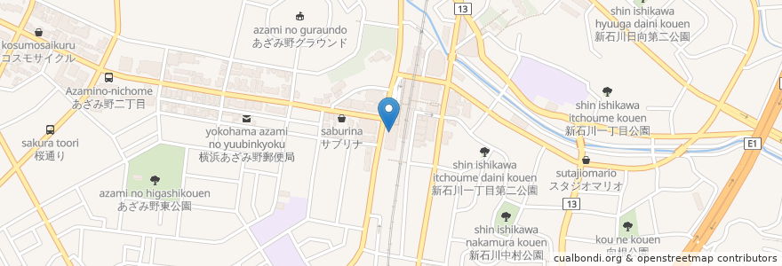 Mapa de ubicacion de みずほ銀行 en Japan, Präfektur Kanagawa, Yokohama, 青葉区.