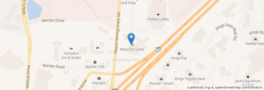 Mapa de ubicacion de RiverCity Grille en 미국, 오하이오 주, Warren County.