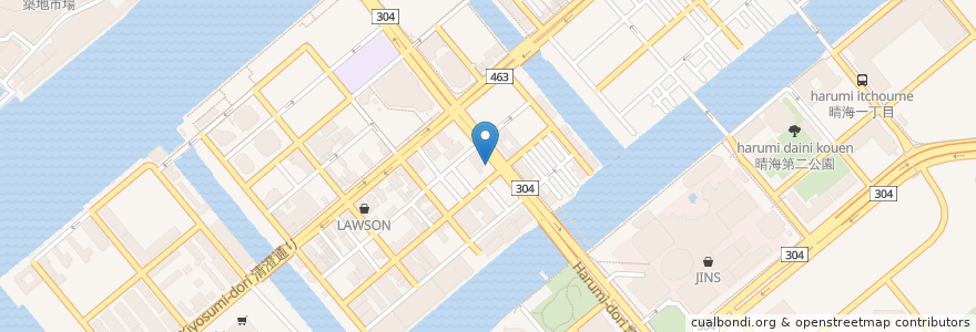 Mapa de ubicacion de 餃子酒場 en 日本, 東京都, 中央区.