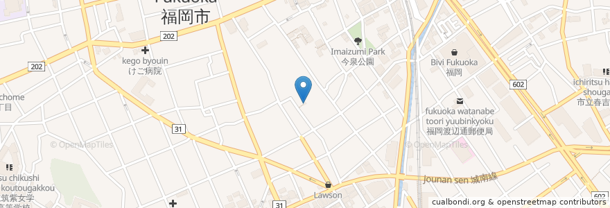 Mapa de ubicacion de バー平山 en 日本, 福岡県, 福岡市, 中央区.