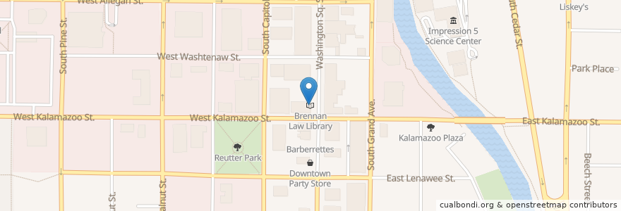 Mapa de ubicacion de Brennan Law Library en アメリカ合衆国, ミシガン州, Ingham County, Lansing.