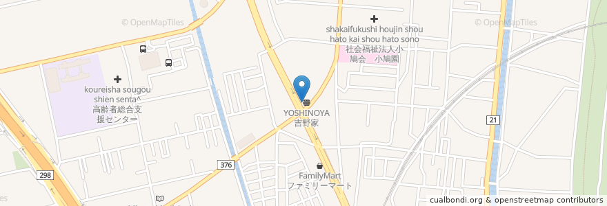 Mapa de ubicacion de 吉野家 en 일본, 사이타마현, 三郷市.