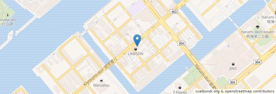 Mapa de ubicacion de 勝どき耳鼻科内科クリニック en Japon, Tokyo, 中央区.