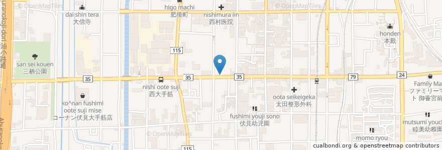 Mapa de ubicacion de Cafe Mercado 大手筋店 en 日本, 京都府, 京都市, 伏見区.
