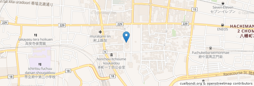 Mapa de ubicacion de 宮町図書館 en Jepun, 東京都, 府中市.