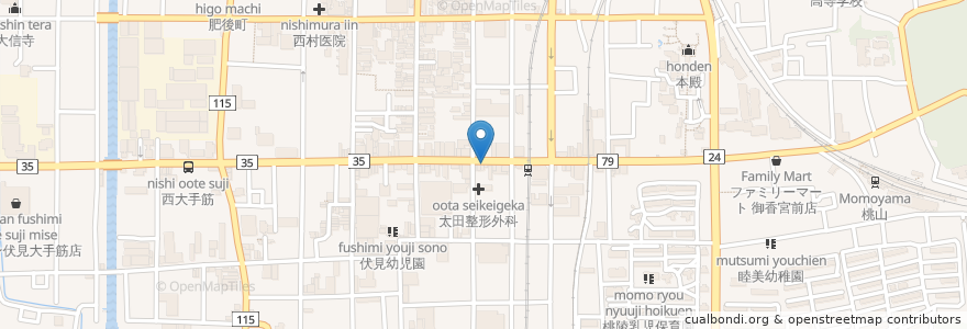 Mapa de ubicacion de なか卯 en 日本, 京都府, 京都市, 伏見区.