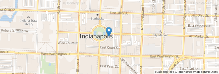 Mapa de ubicacion de Potbelly's en アメリカ合衆国, インディアナ州, Indianapolis.
