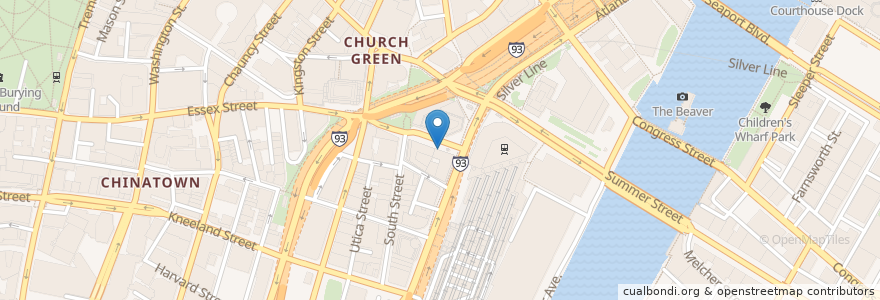 Mapa de ubicacion de Susan's Deli of Course en Vereinigte Staaten Von Amerika, Massachusetts, Suffolk County, Boston.