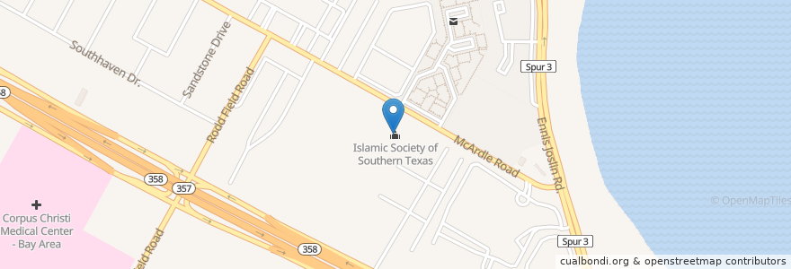 Mapa de ubicacion de Islamic Society of Southern Texas en 미국, Corpus Christi, 텍사스, Nueces County.