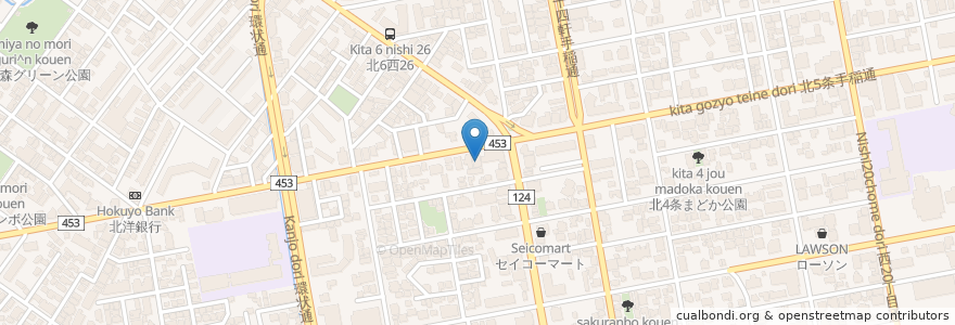 Mapa de ubicacion de 見真寺 en 일본, 홋카이도, 石狩振興局, 札幌市, 中央区.