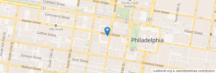 Mapa de ubicacion de PNC Bank en アメリカ合衆国, ペンシルベニア州, Philadelphia County, フィラデルフィア.