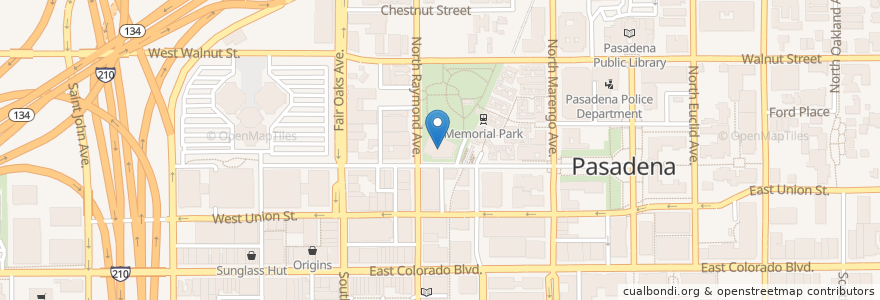 Mapa de ubicacion de Pasadena Senior Center en 美利坚合众国/美利堅合眾國, 加利福尼亚州/加利福尼亞州, 洛杉矶县, Pasadena.