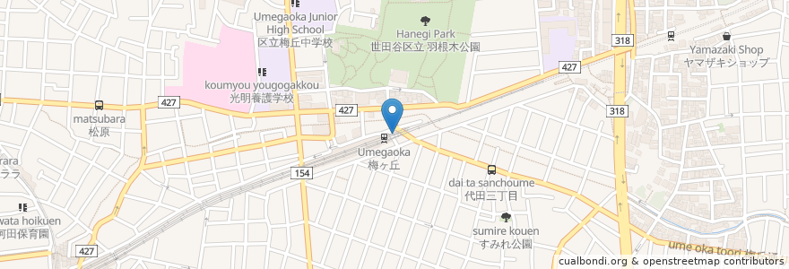 Mapa de ubicacion de 小田急こどもみらいクラブ en 日本, 东京都/東京都, 世田谷区.