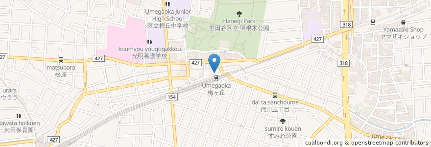 Mapa de ubicacion de 小田急パーキング梅ヶ丘1丁目第1 en Япония, Токио, Сэтагая.