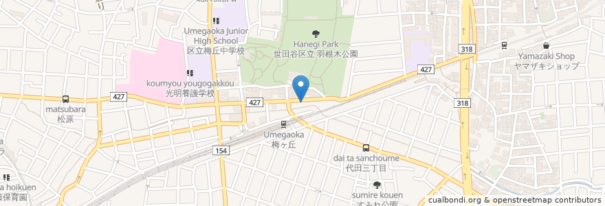 Mapa de ubicacion de 犬の幼稚園 en Japan, 東京都, 世田谷区.