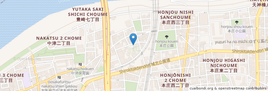 Mapa de ubicacion de 恵美須神社 en Japan, 大阪府, Osaka, 北区.
