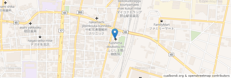 Mapa de ubicacion de ふじしま動物医院 en اليابان, فوكوشيما, 郡山市.