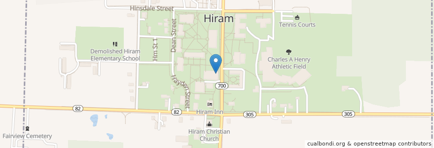 Mapa de ubicacion de Hayden Auditorium en Estados Unidos De América, Ohio, Portage County, Hiram Township, Hiram.