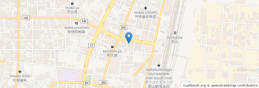 Mapa de ubicacion de 郡山駅前大通り郵便局 en Japan, 福島県, 郡山市.