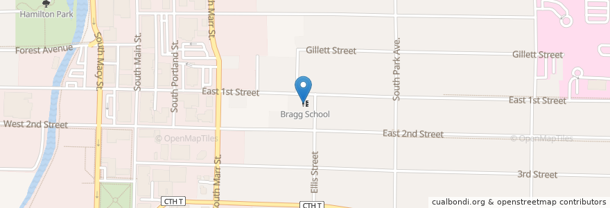 Mapa de ubicacion de Bragg School en Amerika Syarikat, Wisconsin, Fond Du Lac County, Fond Du Lac.