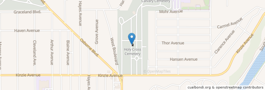 Mapa de ubicacion de Holy Cross Cemetery en Estados Unidos De América, Wisconsin, Racine County, Racine.