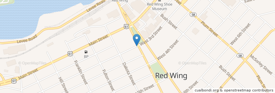 Mapa de ubicacion de Red Wing Post Office en États-Unis D'Amérique, Minnesota, Goodhue County, Red Wing.